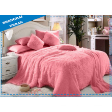 6 Piece Pink Faux Fur Blanket with Bedding Set